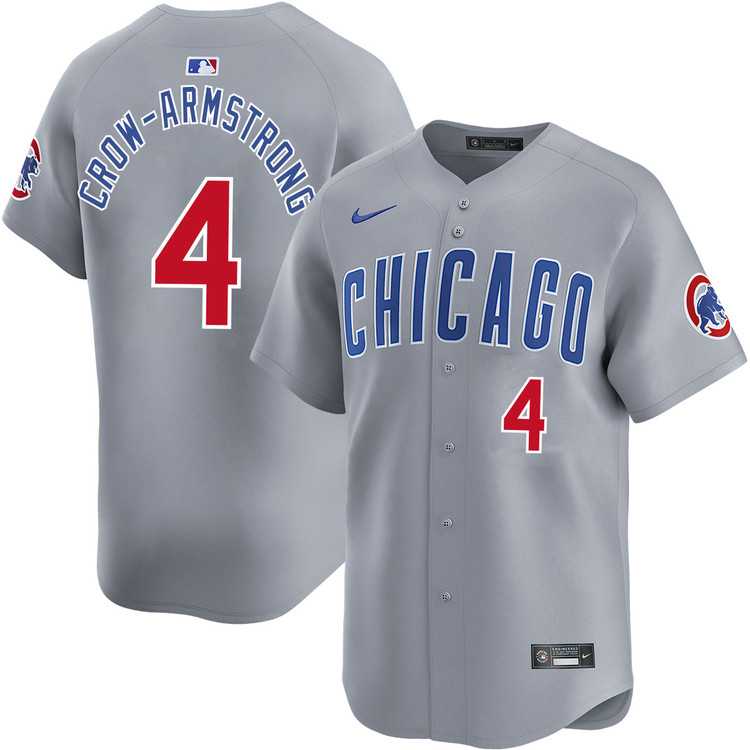 Men%27s Chicago Cubs #4 Pete Crow-Armstrong Gray Limited Stitched Jersey Dzhi->chicago cubs->MLB Jersey